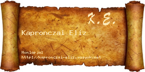 Kapronczai Eliz névjegykártya